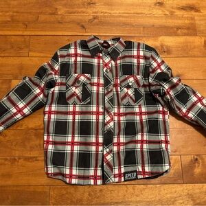 Speed & Strength Padded Plaid Button-Up Shirt with Red and Black Checks